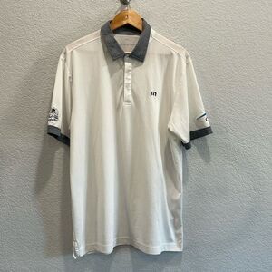 Travis Mathew White with Navy Detail Athletic Golf Polo Size XL